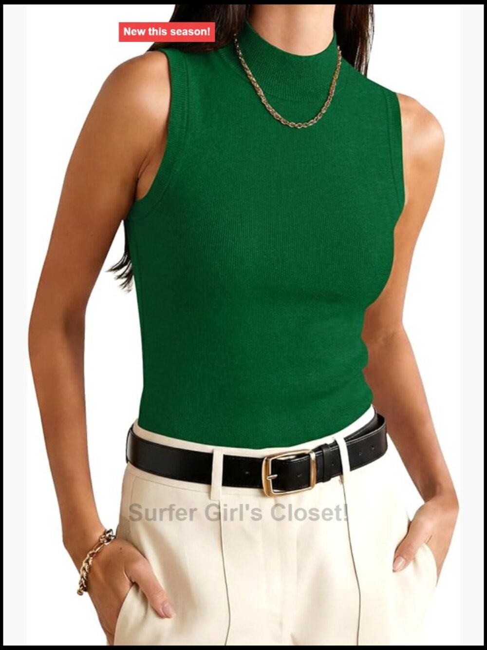 Wool Blend Sleeveless Mock Neck Tank Top Sweater Vest
